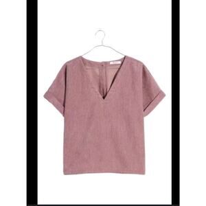 Madewell Corduroy V-Neck Top Button Back